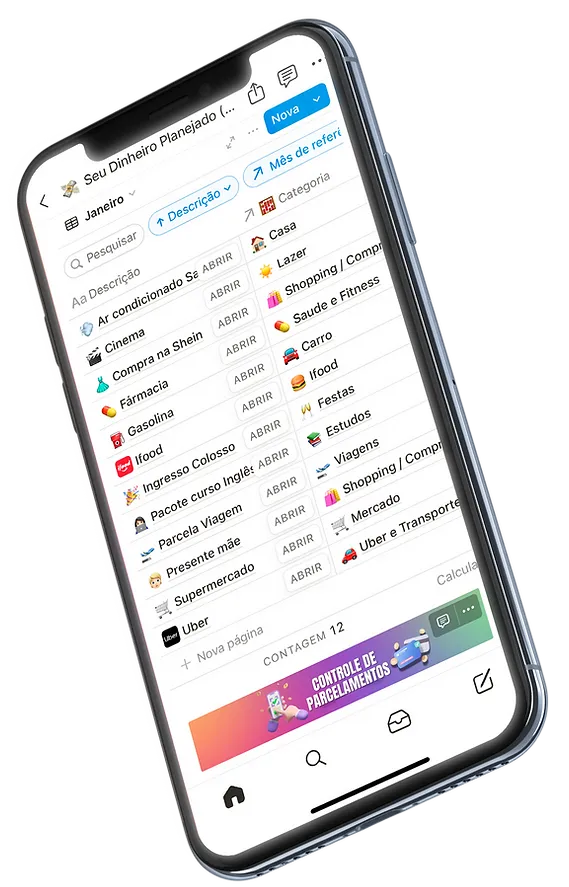 FinançaFácil no celular - Notion App